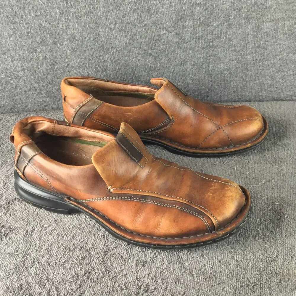 Clarks Escalade Mens 10M Brown Leather‎ Slip On Loafers